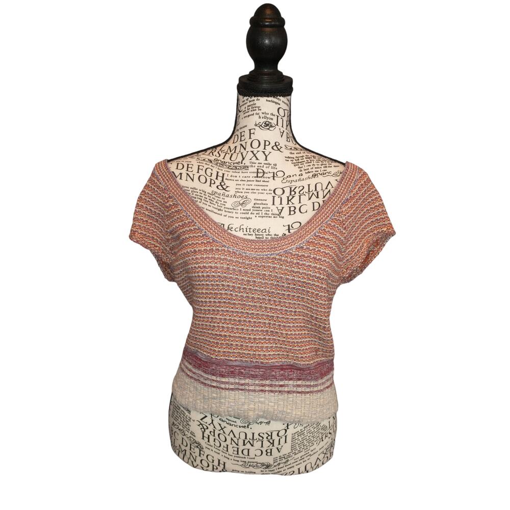 Women's Free People Cropped Scoop Neck Knitted Cap Sleeve Shirt Medium Stretch